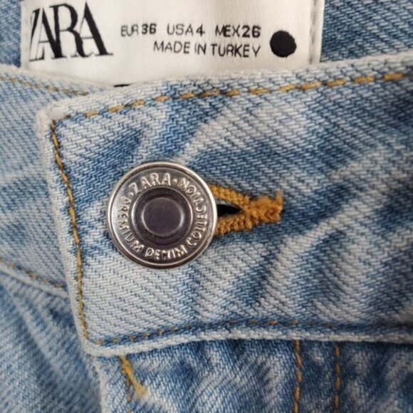 Zara High Rise Straight Full Length Distressed Jeans Size 4 - Picture 4 of 8